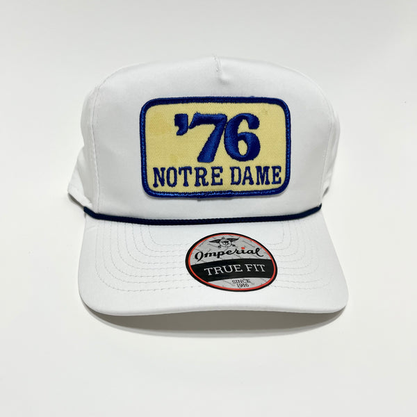 Weston H’s Notre Dame ‘76 White and Navy Imperial Rope Snapback