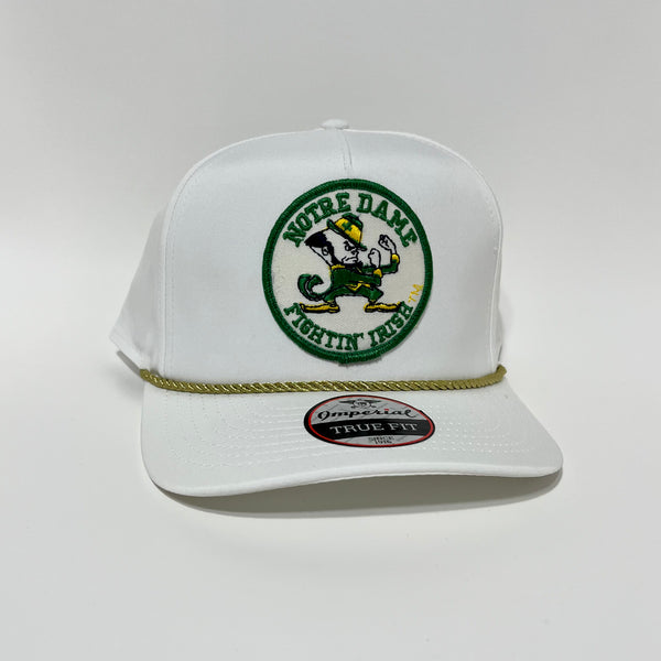 Douglas S’ Notre Dame White with Gold Rope Imperial Rope Hat Snapback