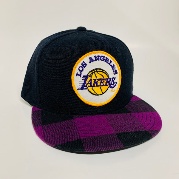 Los Angeles Lakers Black and Purple Plaid Snapback