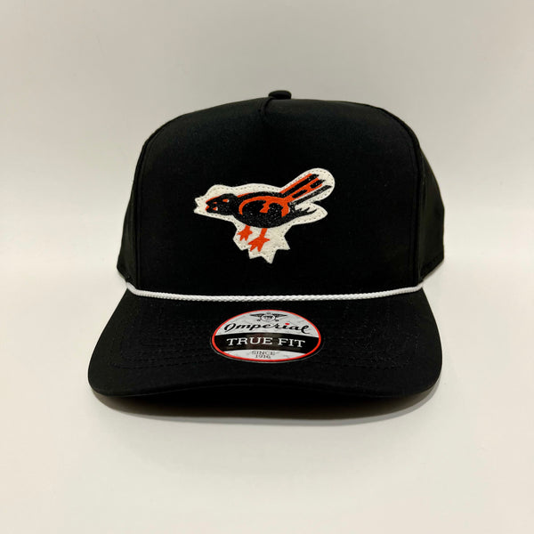 CJ K’s Baltimore Orioles Black with White Imperial Rope Hat Snapback