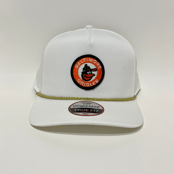 CJ K’s Baltimore Orioles White with Gold Imperial Rope Hat Snapback