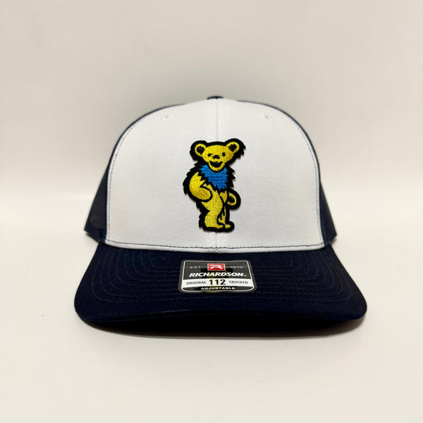 Randy R’s Grateful Dead Yellow Bear Navy and White Richardson Trucker Snapback