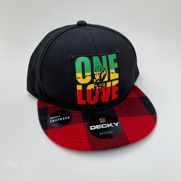 Jessica R’s One Love Black and Red Plaid Snapback