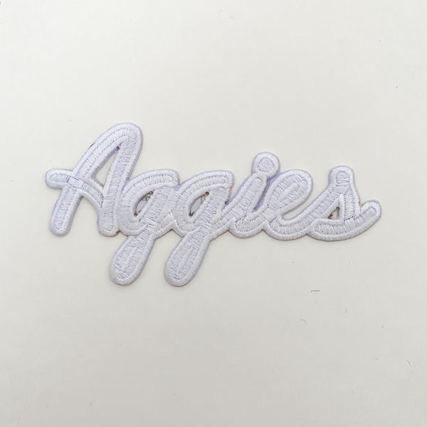 Aggies White Script College Patch