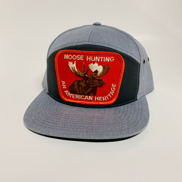 Will M’s Moose Hunting Charcoal and Heather Grey Richardson 7 Panel Strapback