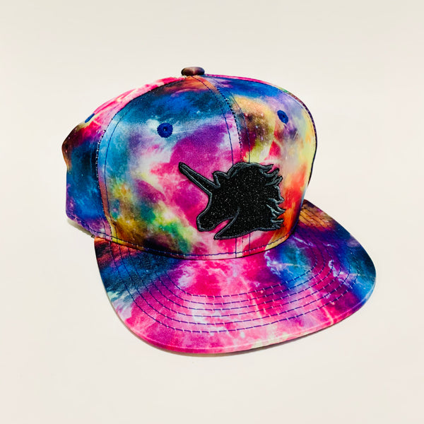 Black Glitter Unicorn Rainbow Galaxy Kids Snapback