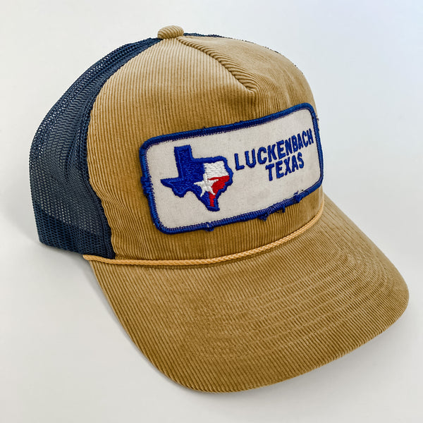 Luckenbach Texas Mustard and Navy Richardson Trucker Snapback