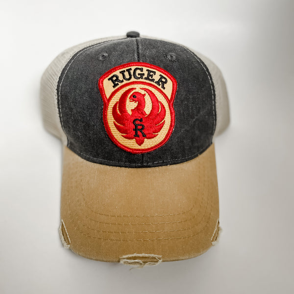 Ruger Firearms Black and Mustard Distressed Snapback