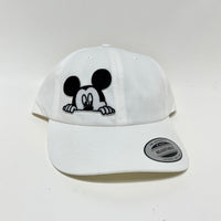 Mike S’ Peeking Mickey Mouse Disney White Yupoong Dad Hat Strapback