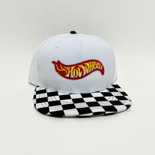 Sean M’s Hot Wheels White with Checkered Bill Kids Snapback