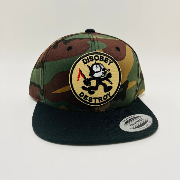 Felix S’ Disobey & Destroy Felix the Cat Camo and Black Yupoong Snapback